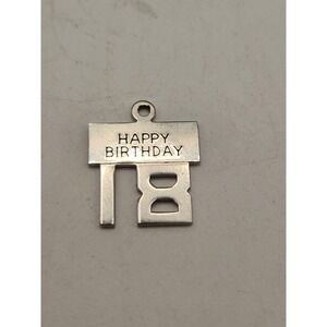 Wells Sterling Silver 18th Happy‎ Birthday Charm Vintage Number 18 Pendant 925